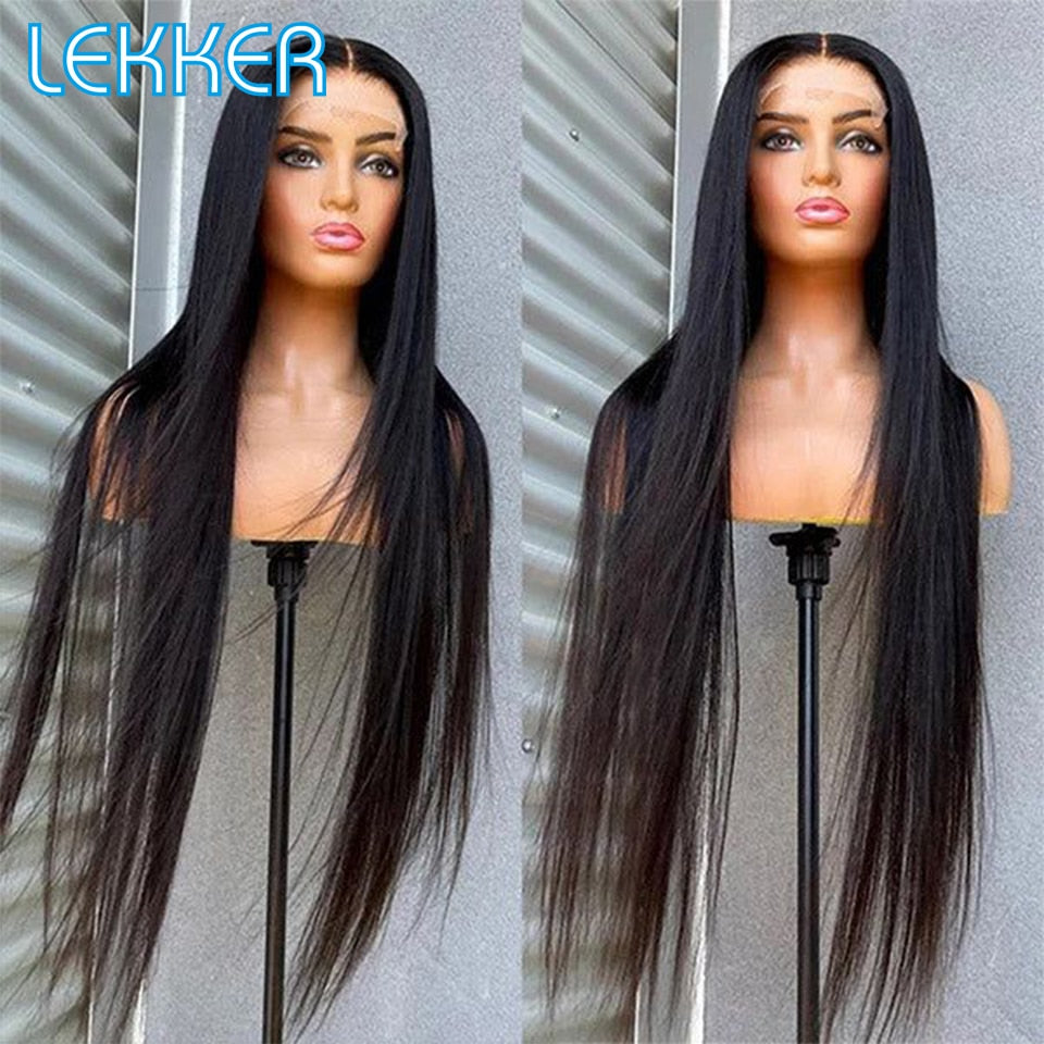 Lekker Straight 13x4 Transparent Lace Frontal Human Hair Wig For Women Pre Plucked Glueless Brazilian Remy Hair 180% Density