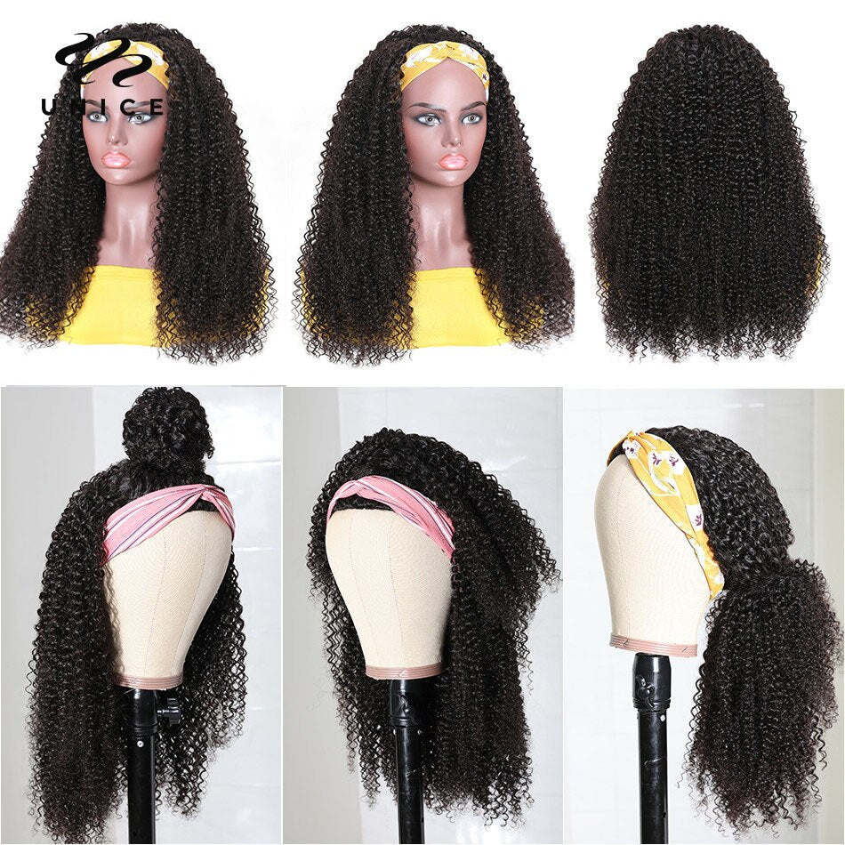 UNice Fashion Afro Kinky Curly Half Wigs for Black Women 150 Density Afro half Wig Kinky Curly Human Hair Wig