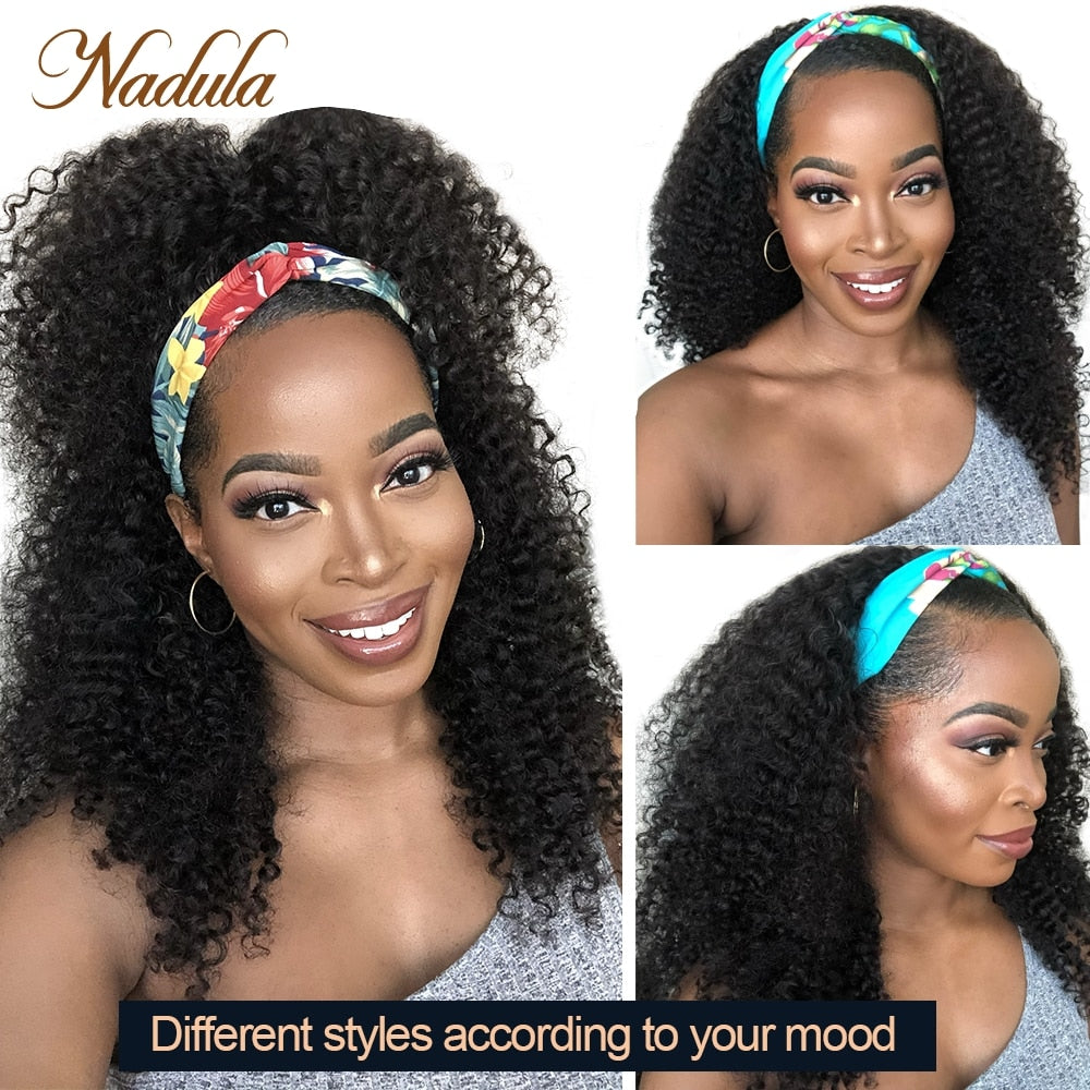 Kinky Curly Half Wig 12&quot;-26inch Long Human Hair Wig For Black Women Nadula Kinky Curly Headband Wig Affordable Natural Hair Wig