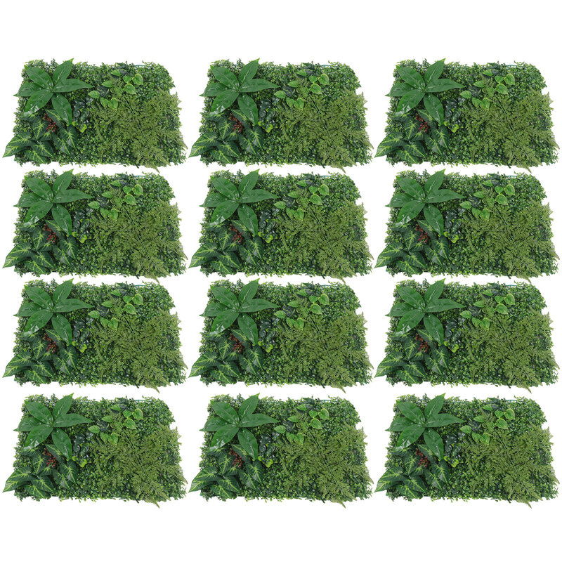 12Pcs 60x40cm Artificial Hedge Screen Privacy Fence Faux Plant Leaves Panels Boxwood Grass for Home Garden Decor Yard Wall Decor