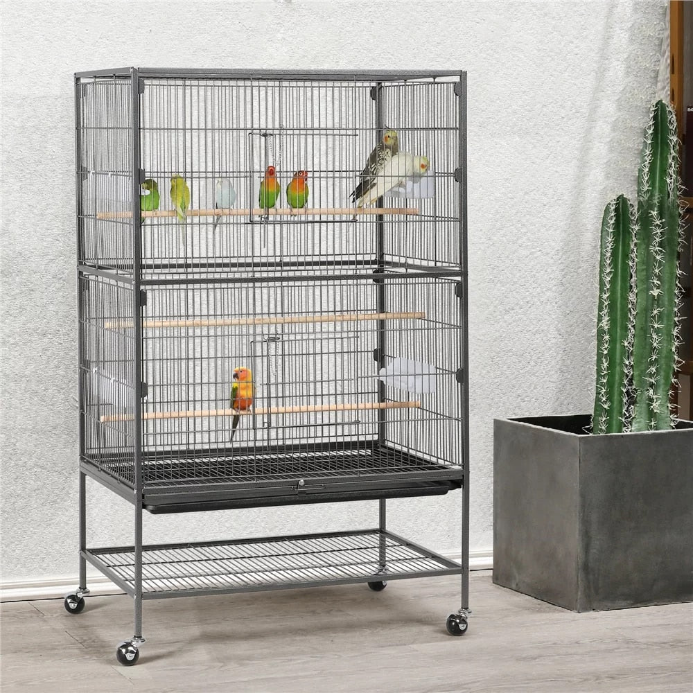 WD8j3n0002 Bird Parrot Cage for Parrot Parakeet Finches,Hammered  Black,31.10 X 20.40 X 52.00 Inches