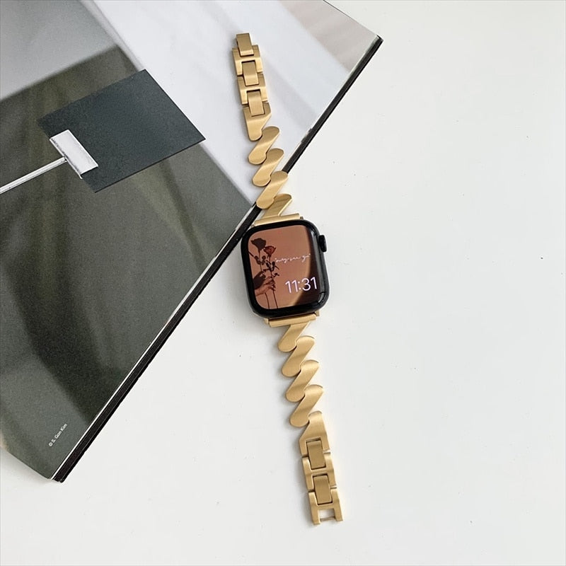 Stainless Steel Bracelet for Apple Watch Ultra 49mm Women Strap for iWatch Series 8 7 41 45mm 6 5 4 SE 38 40 42 44MM Luxury Band