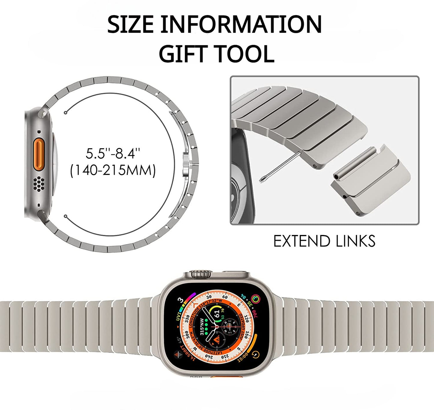 Stainless Steel Link Bracelet For Apple Watch Ultra 49mm TPU Case+Band 8 7 45mm 41mm Strap for iWatch 6 SE 5 4 3 42 44mm 38 40mm