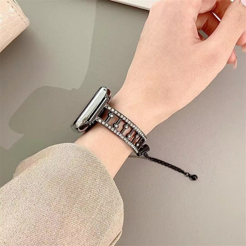 Diamond Stainless Steel Band for Apple Watch 41mm 45mm 49mm 40 44mm 38 Women Strap for Iwhtch Ultra 49 8 7 6 5 4 Se 3 2 Bracelet