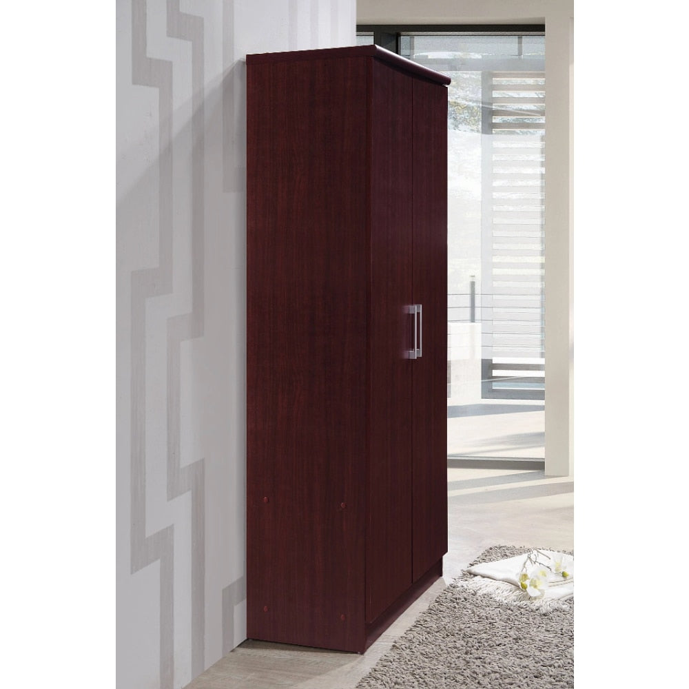 Wardrobes 2 - Door Wardrobe with 4 - Shelves, Mahogany 17.00 X 31.50 X 72.00 Inches