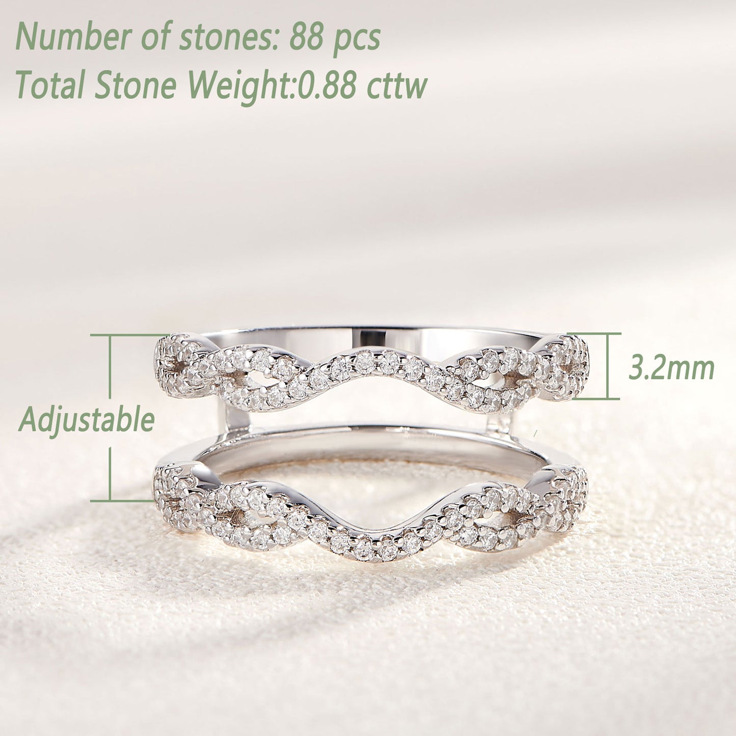 Newshe Genuine 925 Sterling Silver Adjustable Enhancer Wedding Ring for Her AAAAA CZ Engagement Rings Fine Jewelry