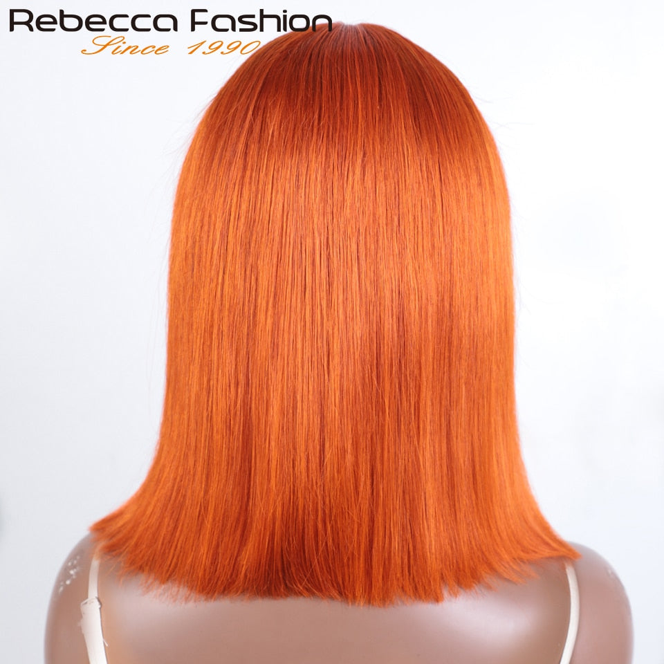 Short Cut Ginger Blonde Ombre Straight Bob Lace Wigs Human Hair Pre Plucked Brazilian Straight Lace Front Human Hair Lace Wigs