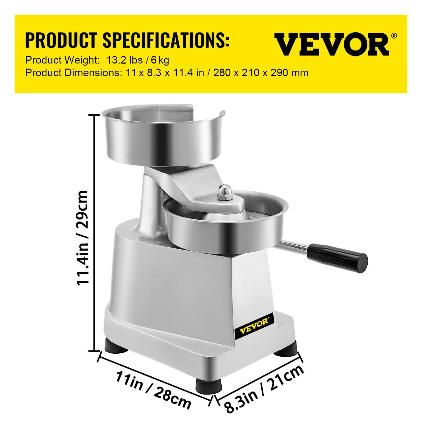 VEVOR Hamburger Press 100-150mm Commercial Cast Iron Manual Round Meat Shaping Kitchen Machine Home Forming Burger Patty Maker