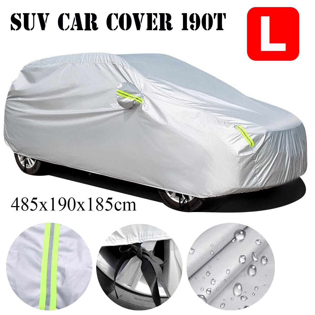 Universal SUV Full Car Covers Indoor Outdoor Windproof Anti Dust Sun Rain Snow Protection UV Car Silver Case Cover M/L/XL/XXL