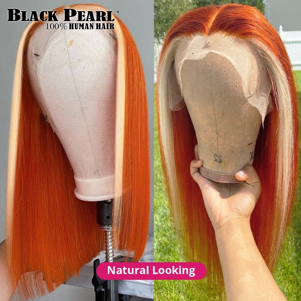 Ginger Short Bob Lace Front Wigs 100% Human Hair Wigs Bob Lace Wigs For Women Blonde Orange Straight Brazilian Hair Closure Wig