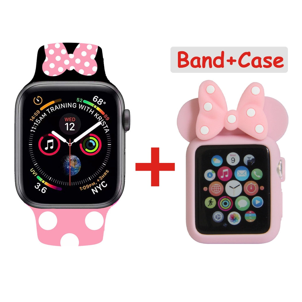 Cartoon Printing Bracelet for Apple Watch Band 44 40 41 45 38 42MM Belt for iWatch Series 7 6 SE 5 4 2 Girls Silicone Cute Strap