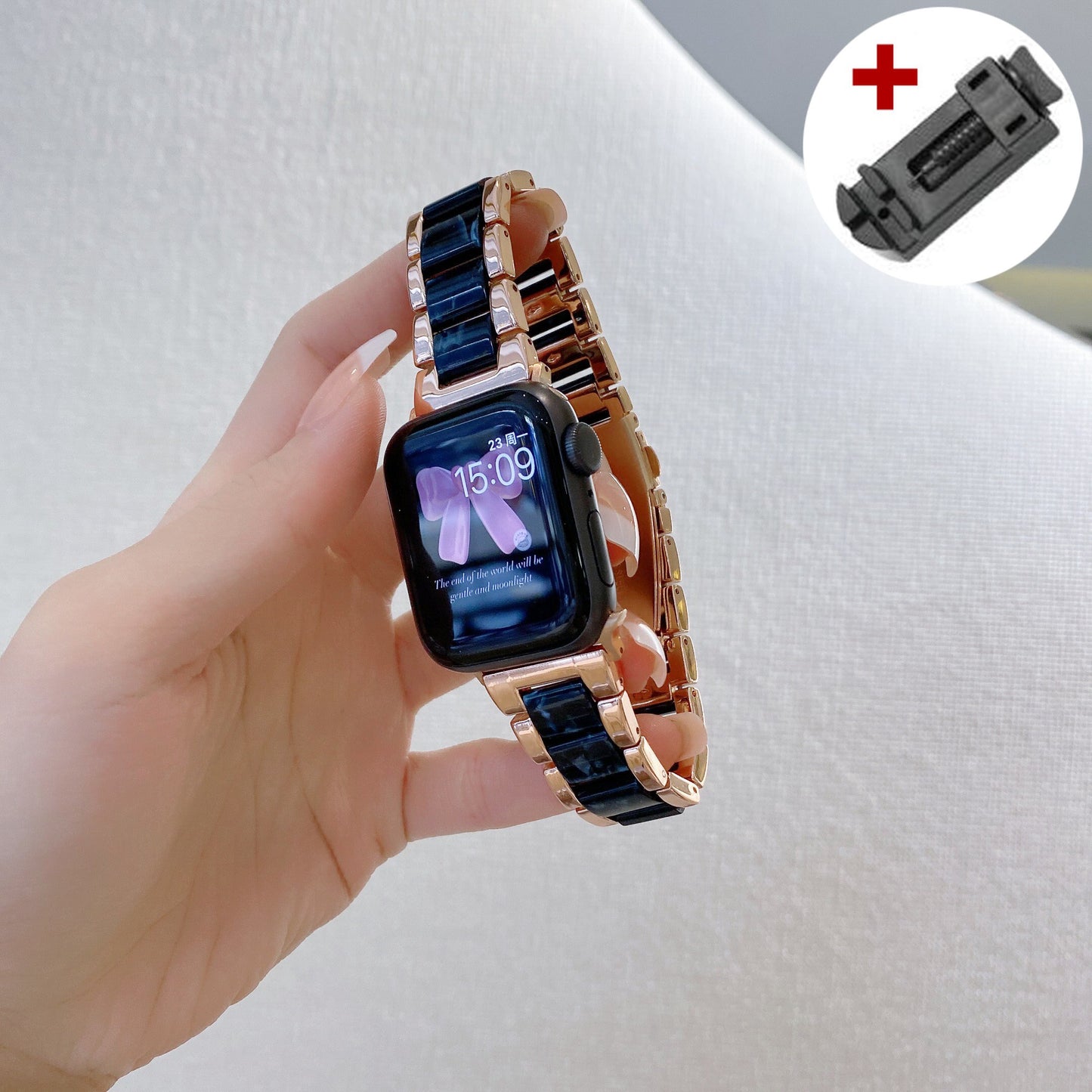 Luxury Women Resin Strap For Apple Watch Ultra 49mm Band 38 40mm 44 42mm Metal Bracelet for iWatch 8 7  6 5 4 se 3 2 1 41mm 45mm