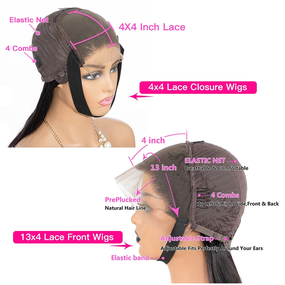 Kinky Straight Short Bob Wig 13x4 Transparent Lace Frontal Human Hair Wigs for Women Brazilian Remy Hair Soft Yaki Bob Wig