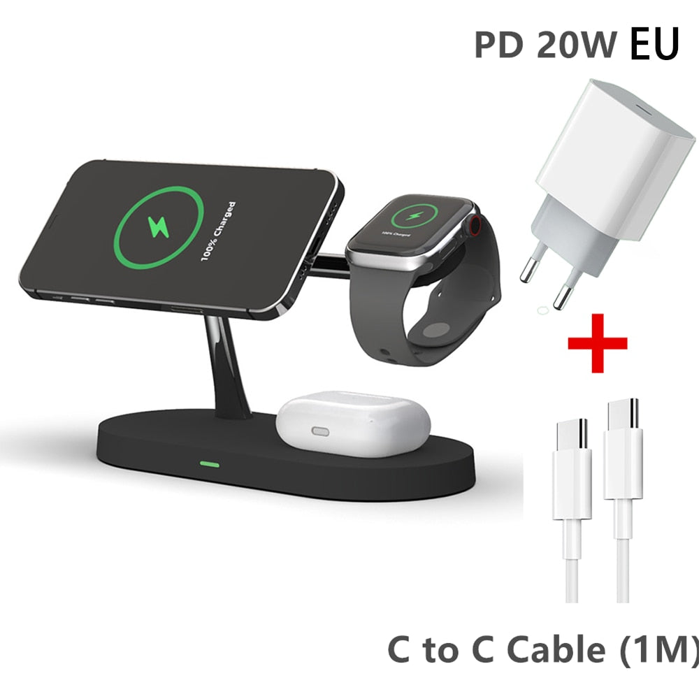 30W 3 in 1 Magnetic Wireless Charger Stand for iPhone 14 13 12 Pro Max Apple Watch 8 7 Airpods Induction Fast Charging Station