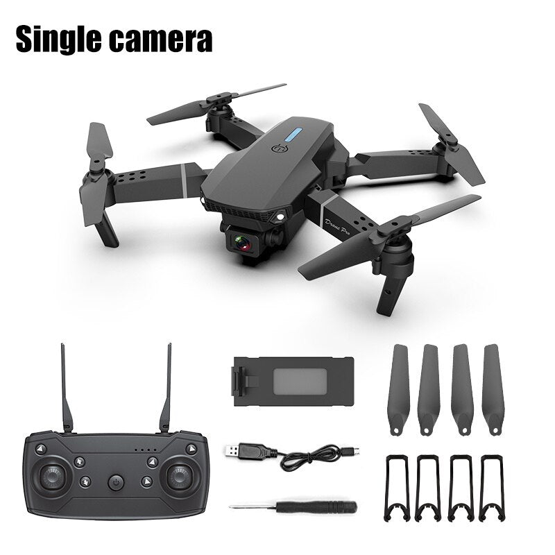 E88 RC Drone Quadcopter  With Wide Angle  Foldable Quadcopter Camera Height Hold Avoidance Quadcopter Drones Kid Gift Toys