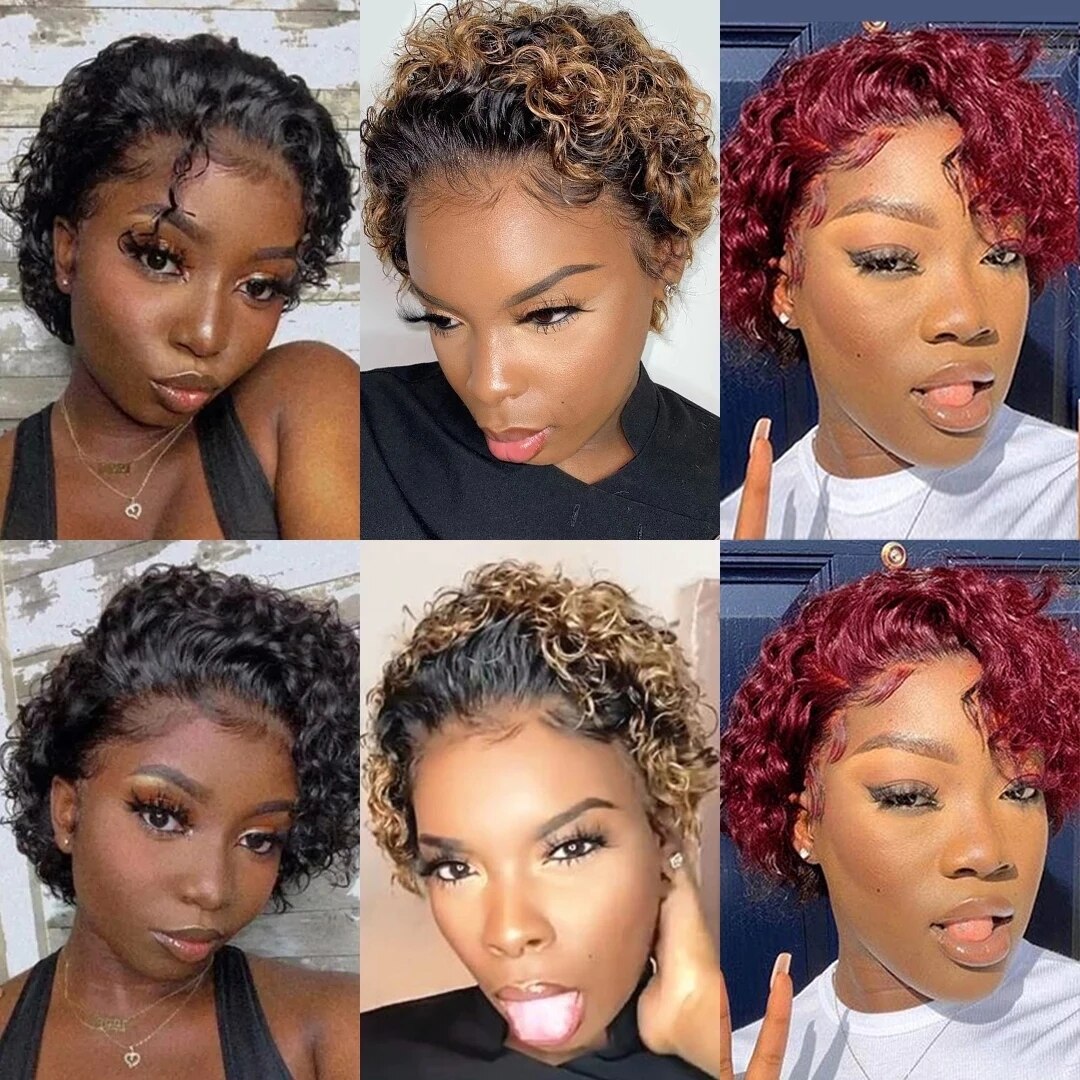 Pixie Cut Wig Human Hair 99J Color Lace Wigs Human Hair Short Bob Human Hair Wigs For Black Women Short Ombre Wig Human Hair