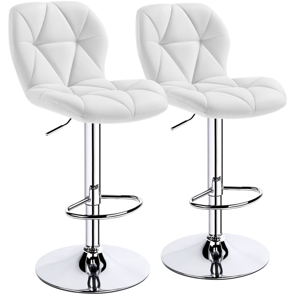 Alden Design 2PCS Modern Adjustable Faux Leather Swivel Bar Stool