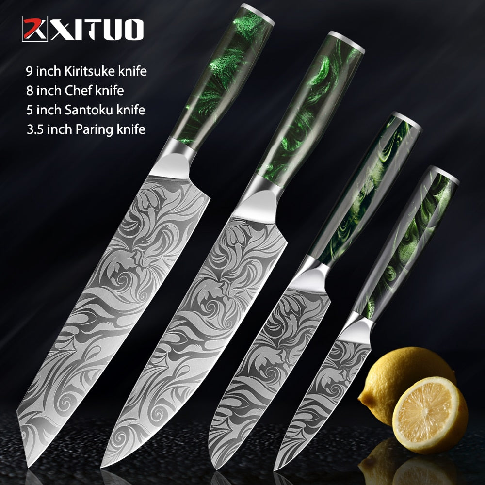 XITUO 1-8pc Kitchen knife Set Stainless Steel Pro Chef Knives Ultra Sharp Santoku Nakiri Bread Cleaver Boning Knife Cooking Tool