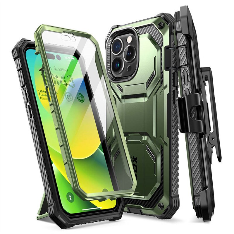 I-BLASON For iPhone 14 Pro Max Case 6.7" Armorbox Full-Body Dual Layer Rugged Holster Bumper Case with Built-in Screen Protector