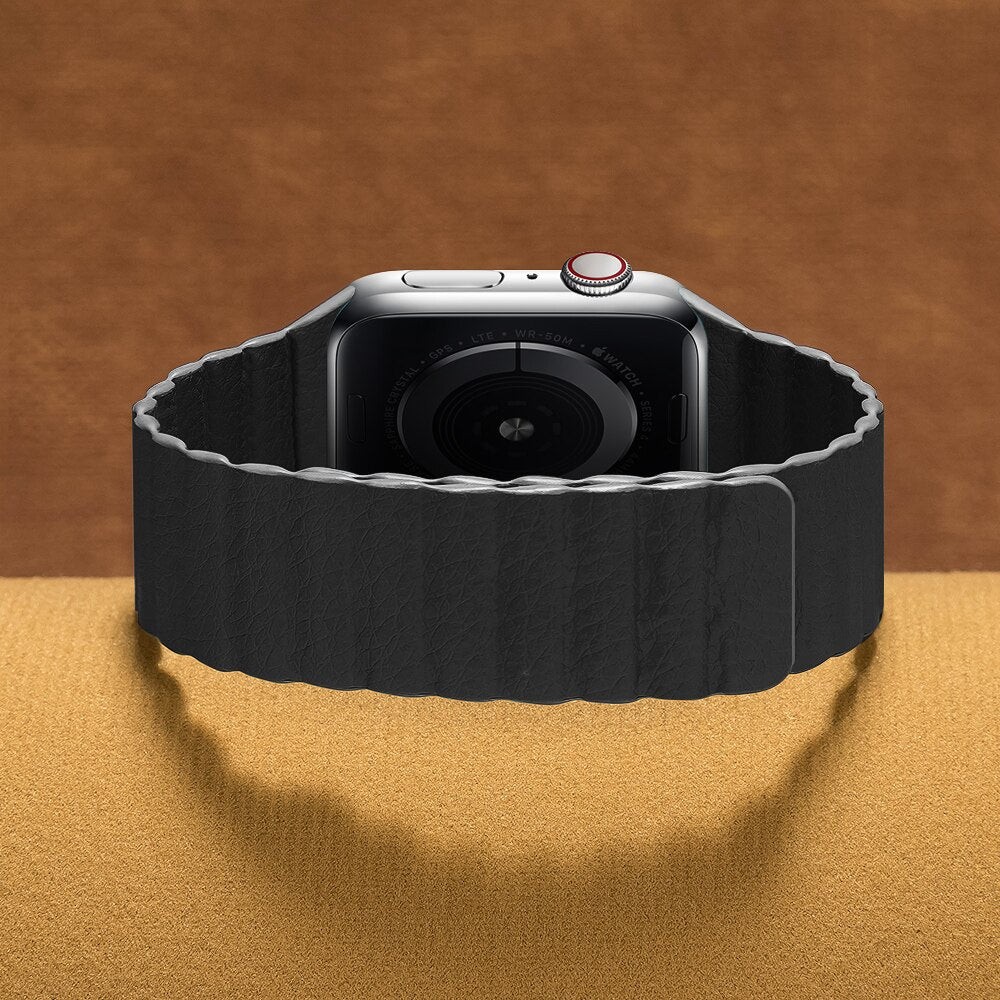 Leather band For apple watch Ultra 49mm for iWatch series 6 se 5 4 44 40mm 42mm loop for apple watch 8 7 41 45mm Magnetic strap