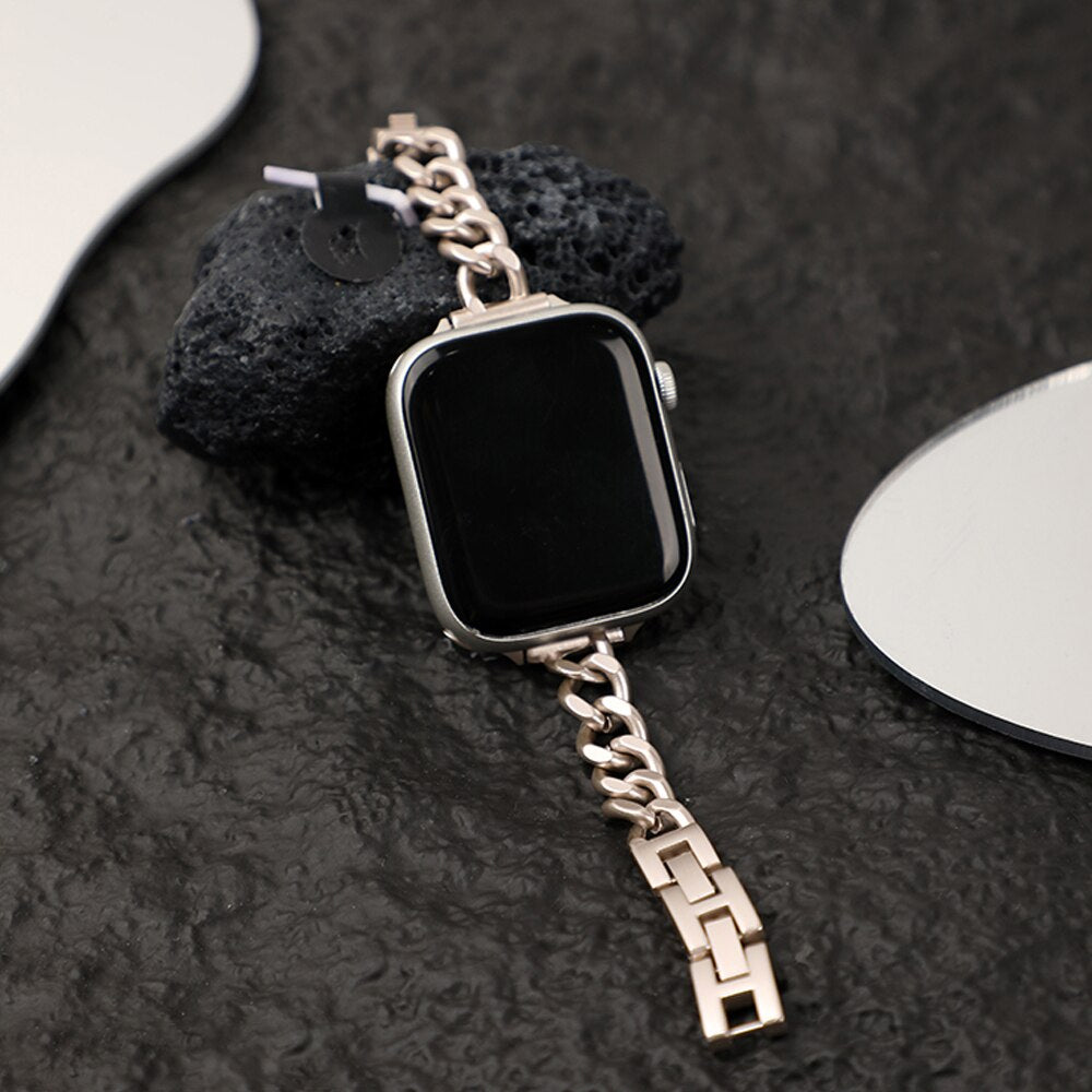 Women Slim Band for Apple Watch 3 6 5 4 2 7 41mm 45mm for iWatch Strap Series 38mm 42mm 40mm 44mm Thin Lady Steel Metal Bracelet