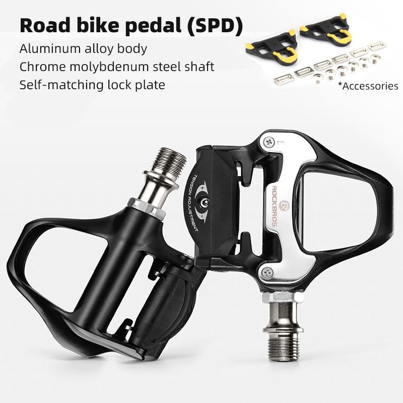 ROCKBROS SPD-SL Cycling Road Bike Bicycle Self-locking Pedals Ultralight Aluminum Alloy 2 Sealed Bearing Bicycle Pedal Bike Part