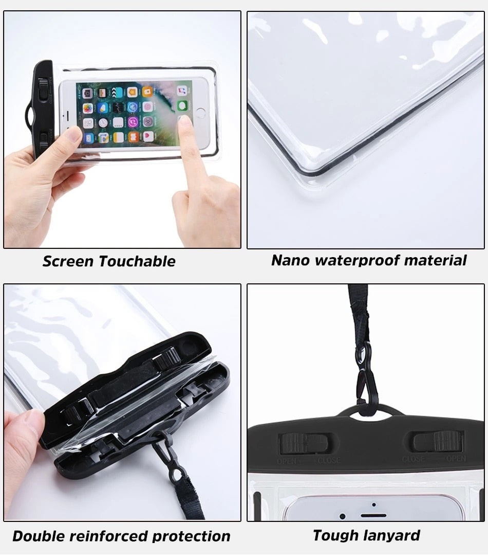 Universal Mobile Phone Transparent Waterproof Bag Three-Layer Sealed Drifting Beach Fishing Underwater 6 inch Swimming Dry Bag