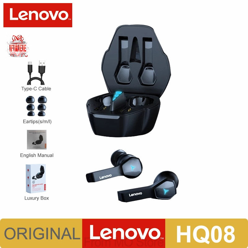 Lenovo HQ08 Bluetooth Headphones TWS Wireless Gamer Headset Sports 400mAh Battery Earphone No Delay Dual Mic Earbuds For Phone