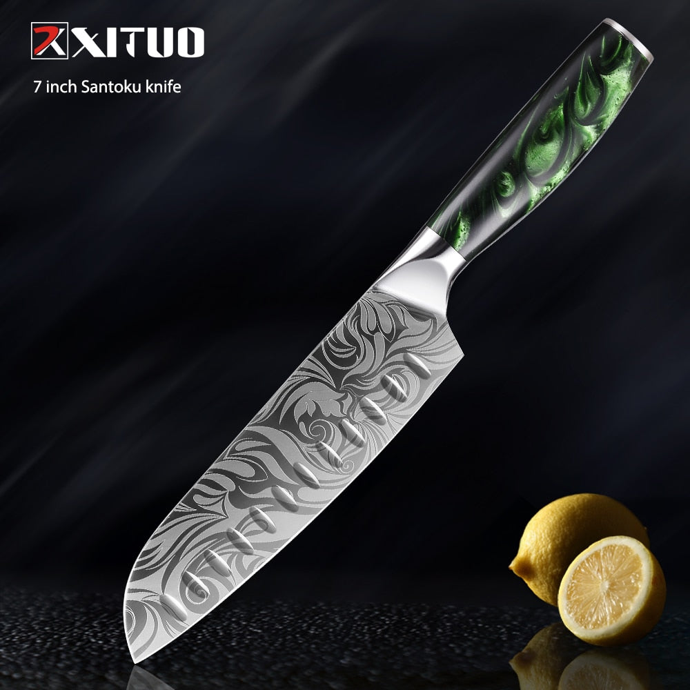 XITUO 1-8pc Kitchen knife Set Stainless Steel Pro Chef Knives Ultra Sharp Santoku Nakiri Bread Cleaver Boning Knife Cooking Tool