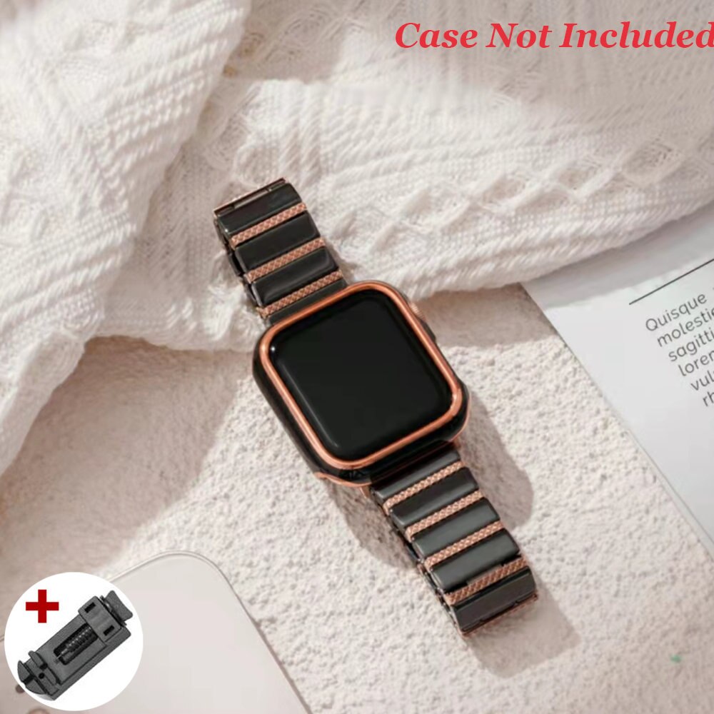 White Rose Gold Wristband for Watch Band 8 7 41mm 45mm Ultra 49mm High Quality Ceramic Strap for Iwatch Series 6 5 4 Se 40 44mm