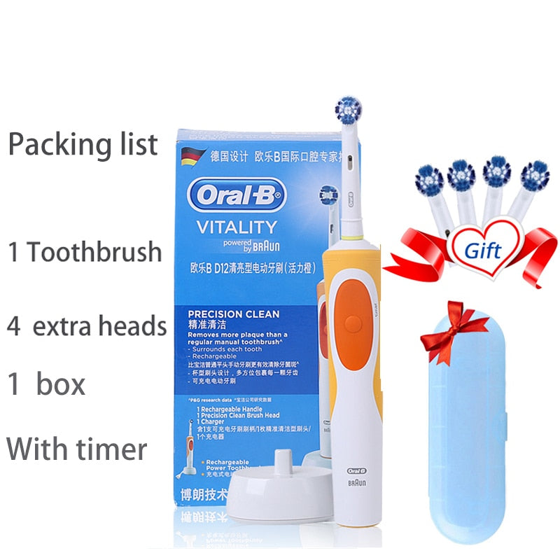 Oral B Electric Toothbrush Adult Rotation Clean Teeth Charging Tooth Brush 3D Whiten Teeth Oral Care Brush With Gift Brush Heads