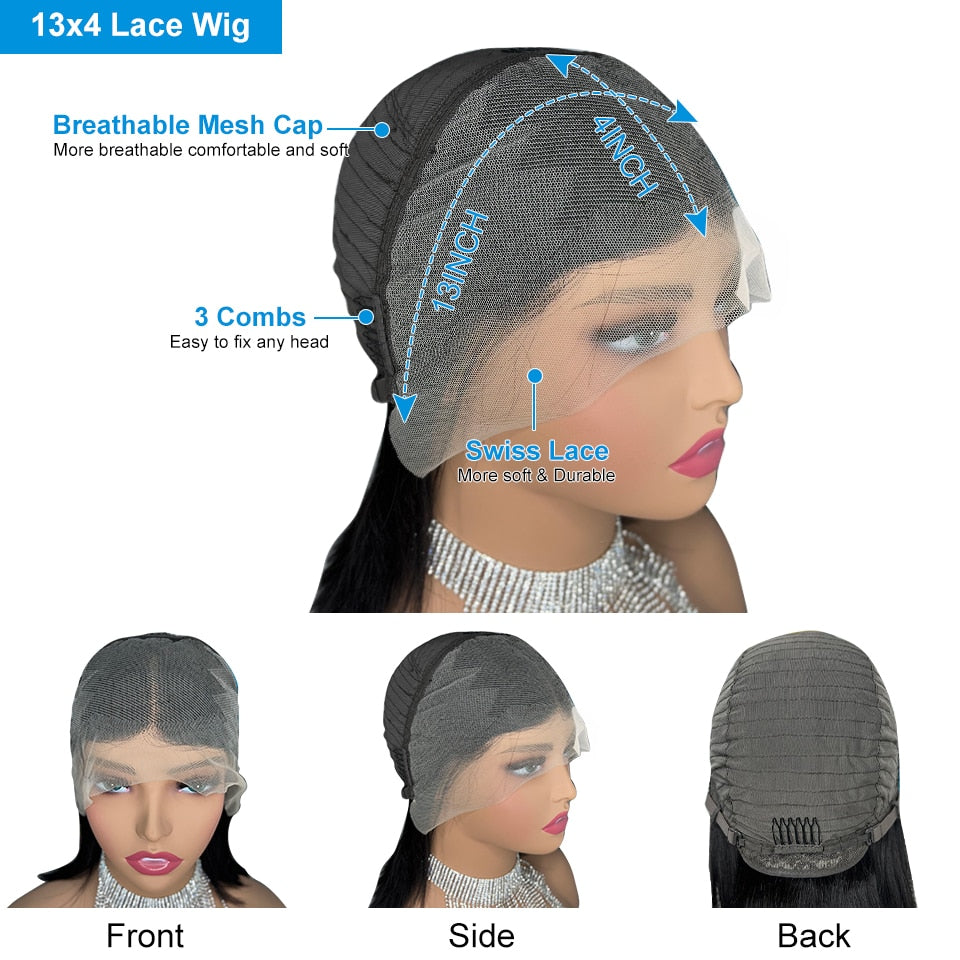 Brazilian Natural Pre Plucked 5x1 T Part Lace Short Bob Wig Straight Bob Wig 13x4 Lace Front Human Hair Wigs For Black Women