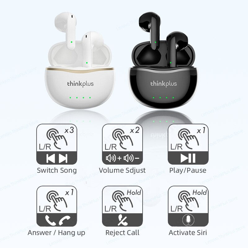 Lenovo X16 Earphones Bluetooth 5.2 TWS Wireless Earbuds Stereo Sports Headphones Dual HD Microphone Gaming Headset Music Earbuds