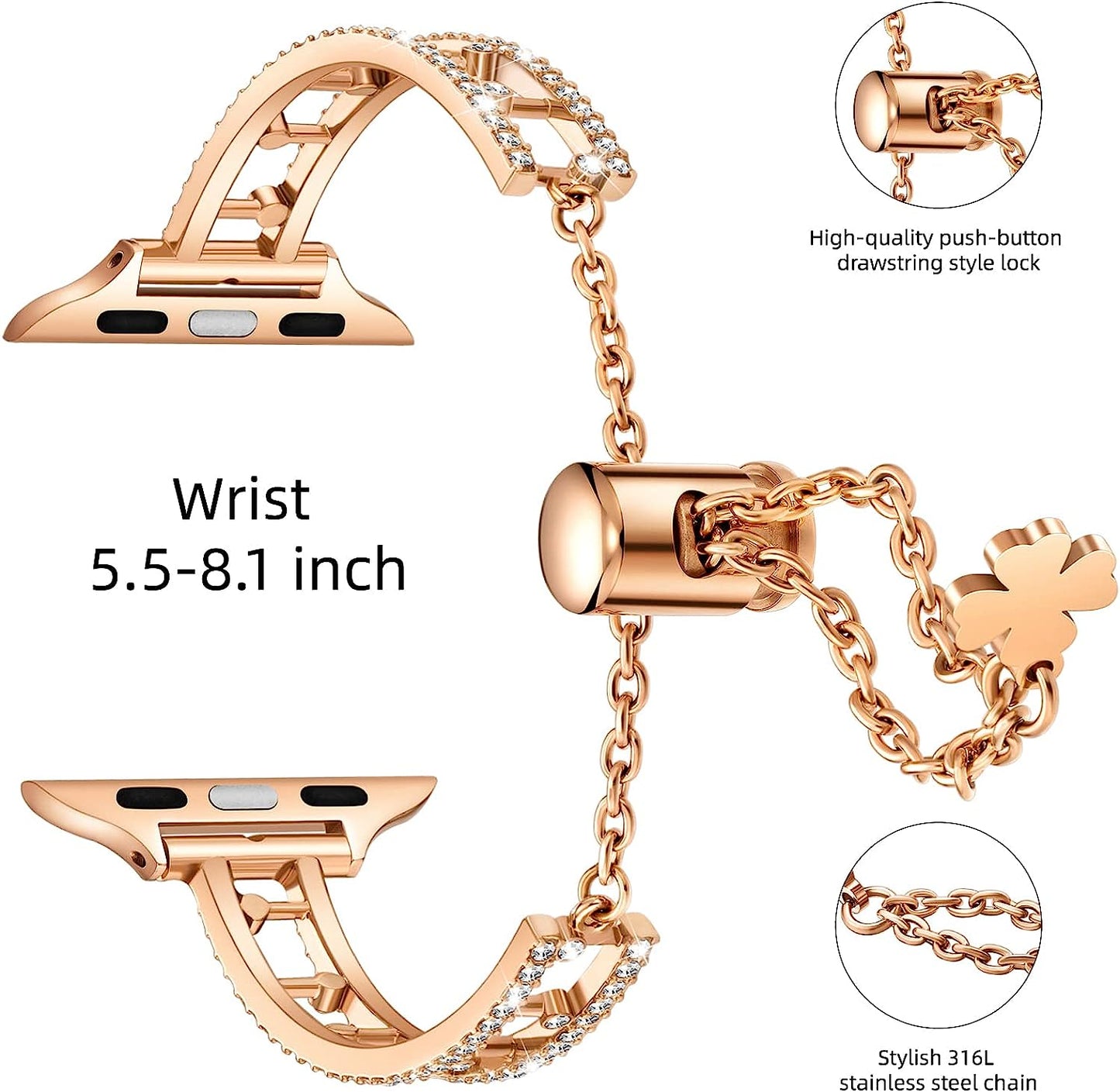 Diamond Stainless Steel Band for Apple Watch 41mm 45mm 49mm 40 44mm 38 Women Strap for Iwhtch Ultra 49 8 7 6 5 4 Se 3 2 Bracelet