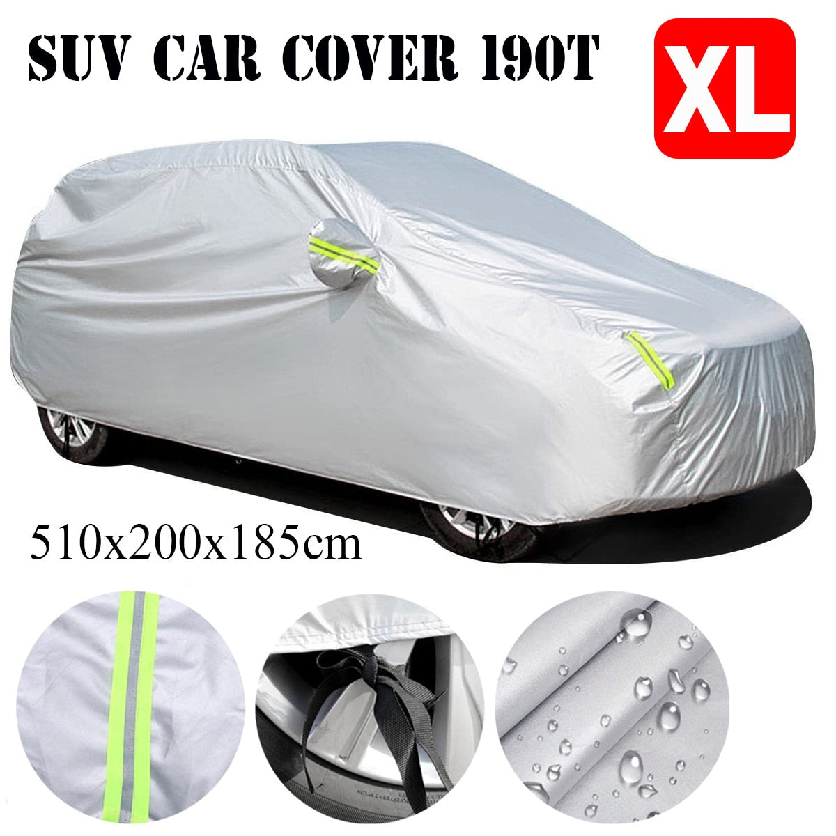 Universal SUV Full Car Covers Indoor Outdoor Windproof Anti Dust Sun Rain Snow Protection UV Car Silver Case Cover M/L/XL/XXL