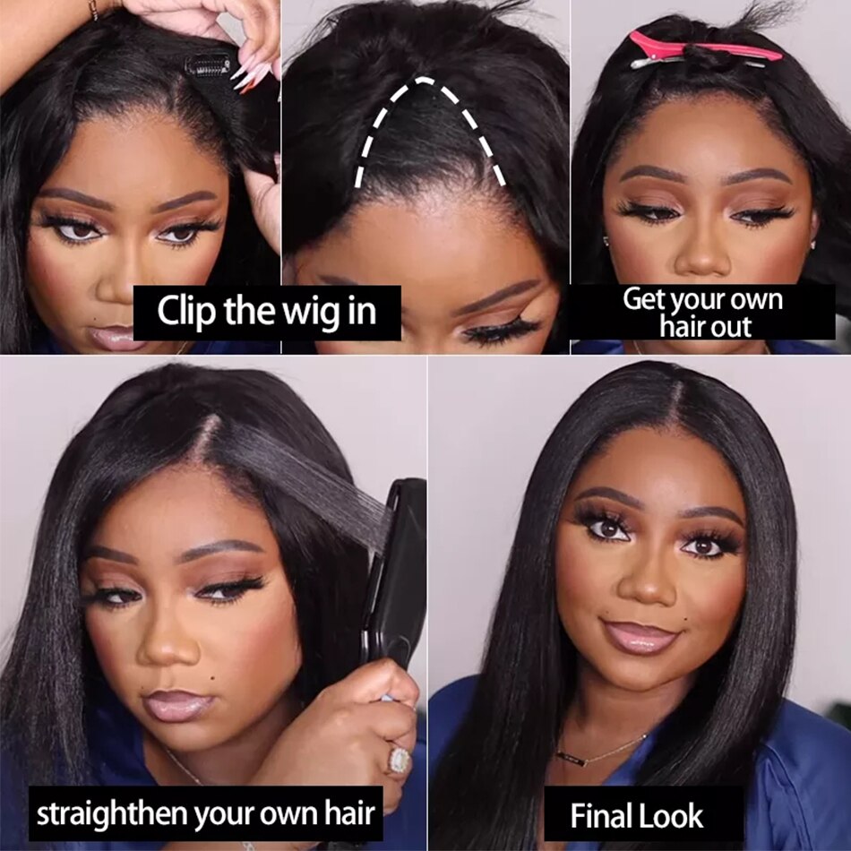 Straight Short Bob Wig V Part Wig Human Hair No Leave Out Thin Part Peruvian Hair Wigs for Women Short Wigs Glueless U Part Wig