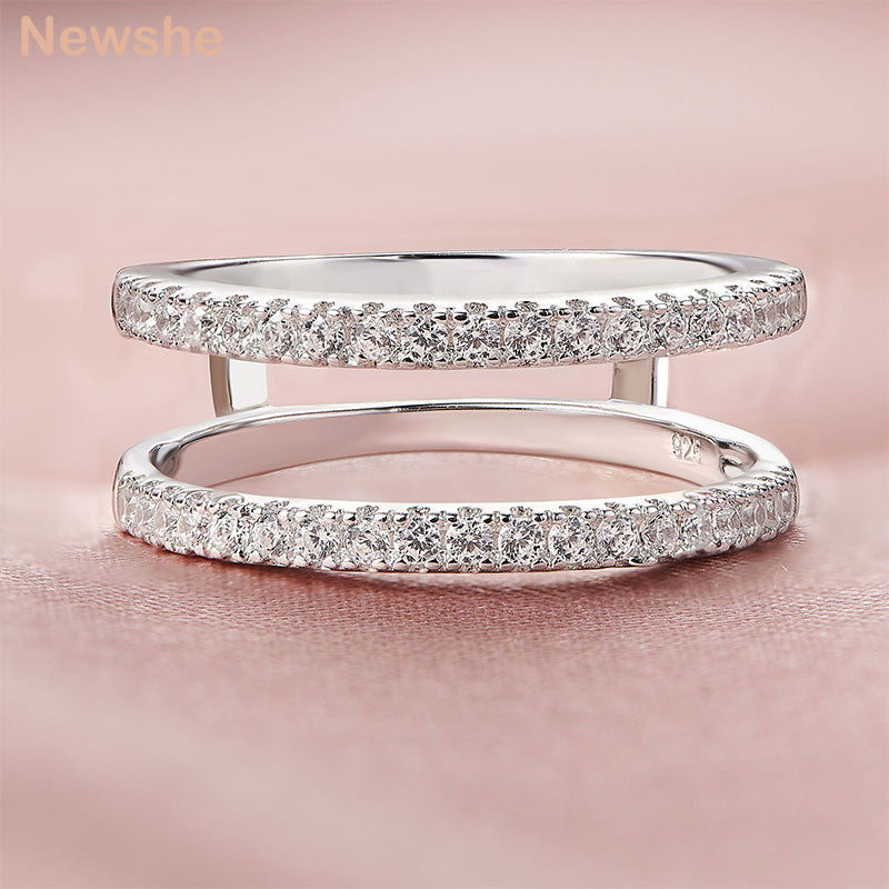 Newshe Wedding Ring Enhancers for Women AAAAA Cubic Zirconia 925 Sterling Silver Stack Wrap Fine Jewelry BR1159_BAND