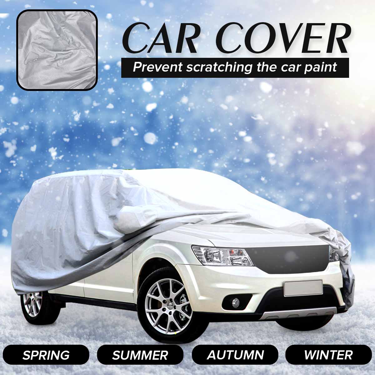 Universal SUV Full Car Covers Indoor Outdoor Windproof Anti Dust Sun Rain Snow Protection UV Car Silver Case Cover M/L/XL/XXL