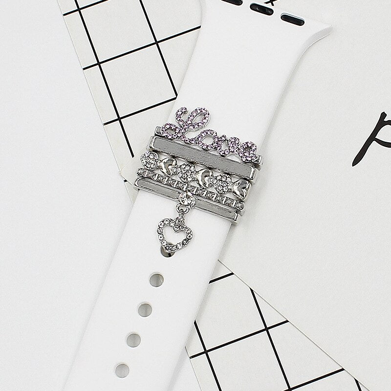 Diamond Ring For Apple Watch 7 6 5 4 41/45mm 40/44mm Women Gem Ornament For iWatch 3 2 38/42mm Stainless Steel Metal Accessories