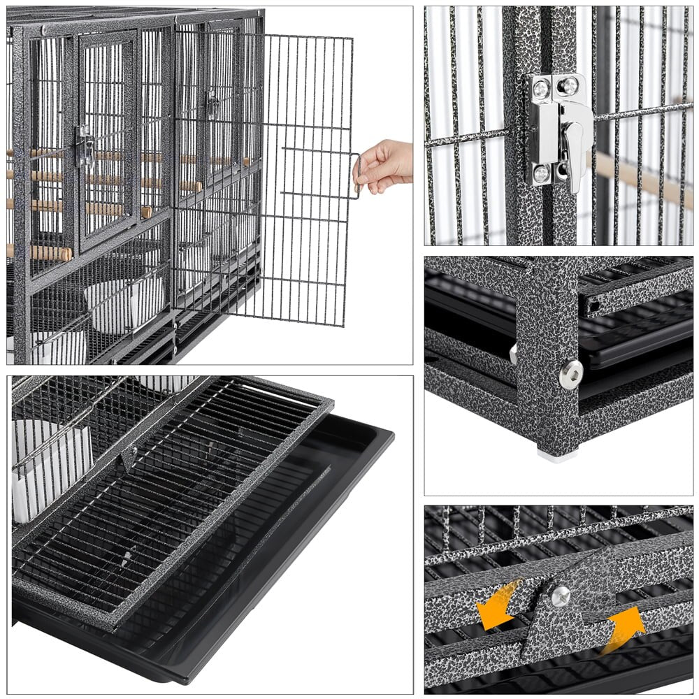 Stackable Divided Breeder Bird Cage for Small Birds, 18-Inch Wide,Durable, Sturdy,Heavy-Duty,Safe,Black