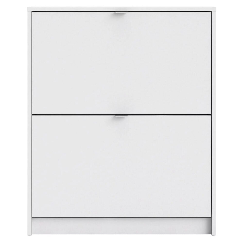 Shoe Cabinets Bright 2 Drawer Shoe Accent Cabinet, White Foil Finish Shoe Shelves Storage Rack