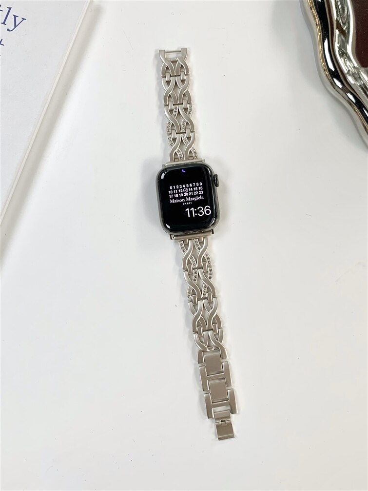 Diamond Bracelet For Apple Watch Series 8 7 6 5 4 se 3 Ultra 49mm Braided Strap For iWatch 41mm 45mm  38mm 40 42 44mm Women Band