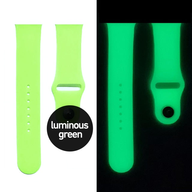 Luminous Silicone Strap For Apple Watch Band Ultra 49mm 8 7 45/41mm Sport Loop Bracelet For Iwatch 6 5 4 Se 44mm 42mm 40mm 38mm