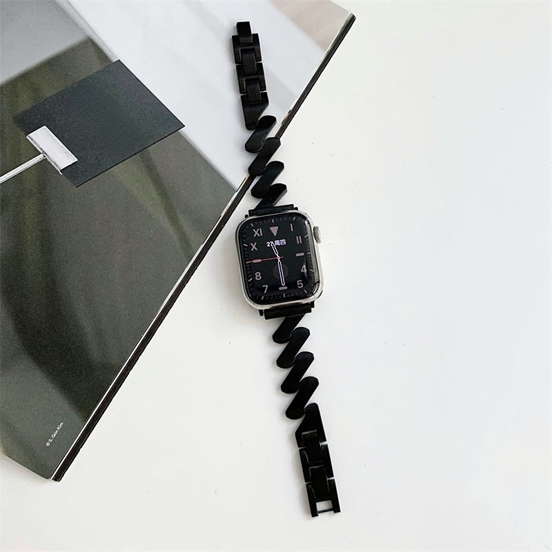 Stainless Steel Bracelet for Apple Watch Ultra 49mm Women Strap for iWatch Series 8 7 41 45mm 6 5 4 SE 38 40 42 44MM Luxury Band