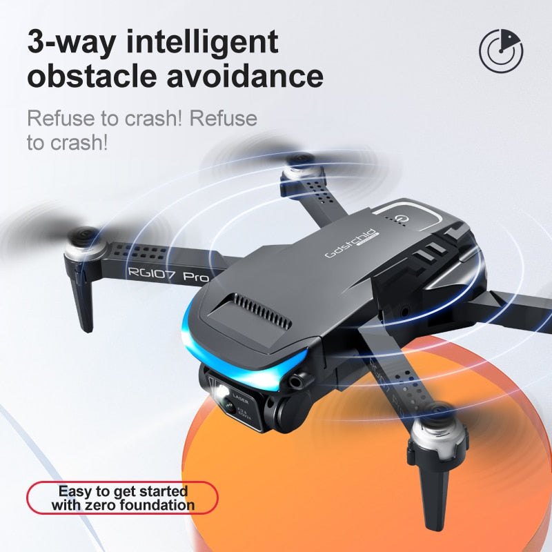 NEW RG107 Pro Drone 4K Three-sided Obstacle avoidance Professional Dual HD Camera FPV Aerial Photography Foldable Quadcopter