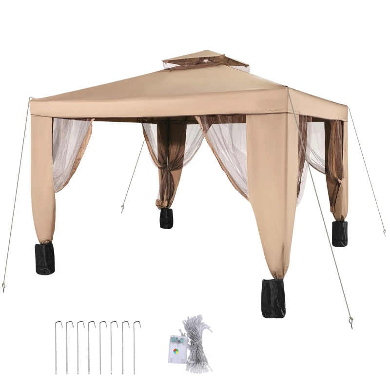 VEVORbrand 10x10ft Outdoor Canopy Gazebo with Four Sandbags - Gazebo with Netting, Waterproof and UV Protection - Patio