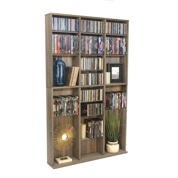 Atlantic 37&quot;x60&quot; Oskar Adjustable Wood Media Storage Shelf Bookcase, Espresso