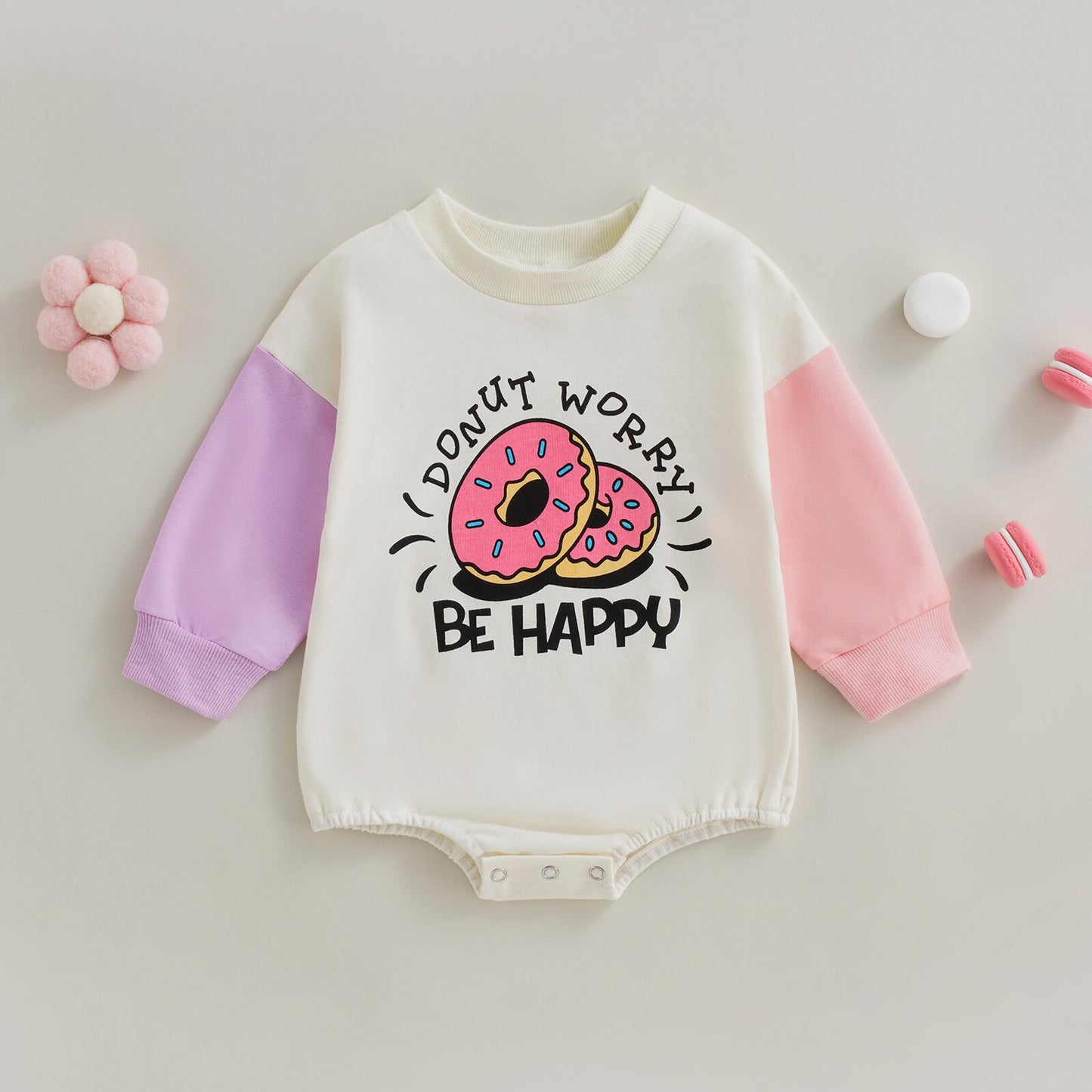 2022-10-25 Lioraitiin 0-18M Infant Baby Girls Bodysuit Long Sleeve Crew Neck Letters Print Contrast Color Jumpsuit