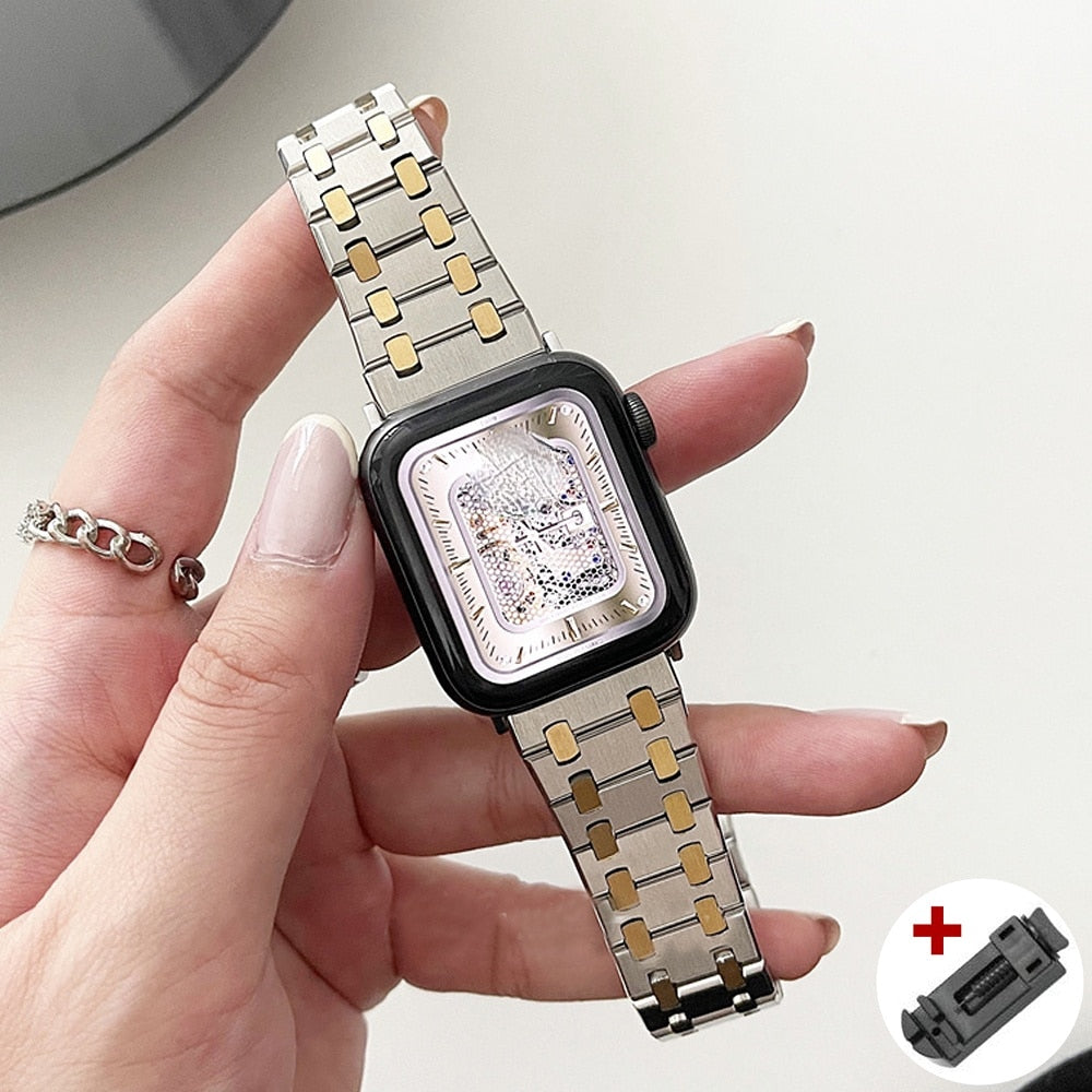 Luxury AP Strap For Apple Watch 8 Ultra 49mm 7 45mm 41mm watchband For iWatch 6 SE 44mm 40mm Band Stainless Steel Soild Bracelet