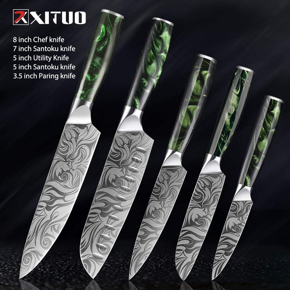 XITUO 1-8pc Kitchen knife Set Stainless Steel Pro Chef Knives Ultra Sharp Santoku Nakiri Bread Cleaver Boning Knife Cooking Tool